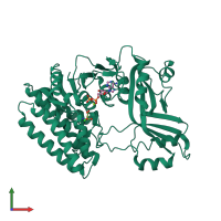 PDB entry 2j0w coloured by chain, front view.