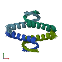 PDB entry 2j11 coloured by chain, ensemble of 29 models, front view.