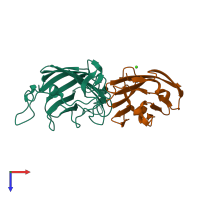 PDB entry 2j12 coloured by chain, top view.