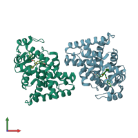 PDB entry 2j14 coloured by chain, front view.