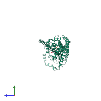 PDB entry 2j1d coloured by chain, side view.