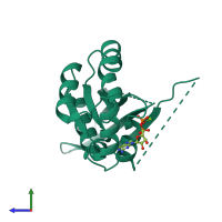 PDB entry 2j1l coloured by chain, side view.