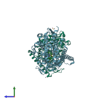 PDB entry 2j1m coloured by chain, side view.