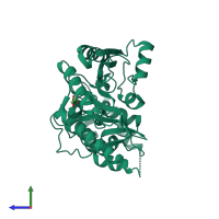 PDB entry 2j1q coloured by chain, side view.