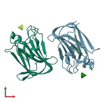 PDB entry 2j1s coloured by chain, front view.