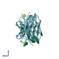 PDB entry 2j1s coloured by chain, side view.