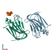 PDB entry 2j1t coloured by chain, front view.