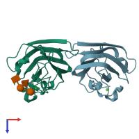 PDB entry 2j1u coloured by chain, top view.