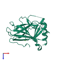 Monomeric assembly 4 of PDB entry 2j1y coloured by chemically distinct molecules, top view.