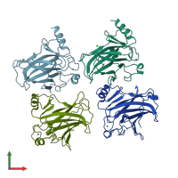 PDB entry 2j1y coloured by chain, front view.