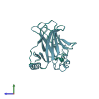 PDB entry 2j1z coloured by chain, side view.