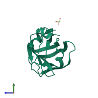 PDB entry 2j22 coloured by chain, side view.