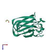 PDB entry 2j22 coloured by chain, top view.