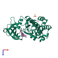 PDB entry 2j2i coloured by chain, top view.