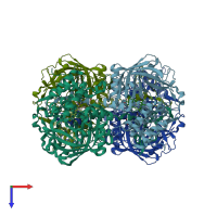 PDB entry 2j2m coloured by chain, top view.