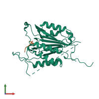 PDB entry 2j32 coloured by chain, front view.