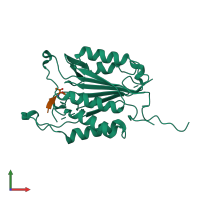 PDB entry 2j33 coloured by chain, front view.