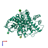 PDB entry 2j3d coloured by chain, top view.