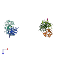 PDB entry 2j3f coloured by chain, top view.