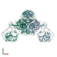 PDB entry 2j3l coloured by chain, front view.