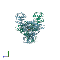 PDB entry 2j3m coloured by chain, side view.