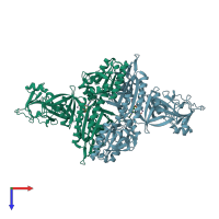 PDB entry 2j3m coloured by chain, top view.