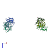 PDB entry 2j3o coloured by chain, top view.