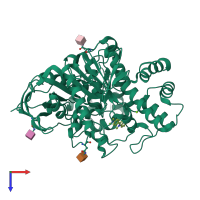 PDB entry 2j3q coloured by chain, top view.