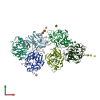 PDB entry 2j3u coloured by chain, front view.