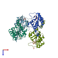 PDB entry 2j41 coloured by chain, top view.