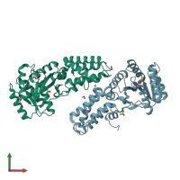 PDB entry 2j45 coloured by chain, front view.