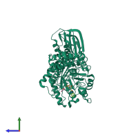 PDB entry 2j47 coloured by chain, side view.