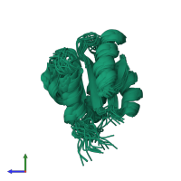 PDB entry 2j48 coloured by chain, ensemble of 20 models, side view.