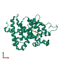 PDB entry 2j4a coloured by chain, front view.