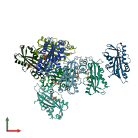 PDB entry 2j4e coloured by chain, front view.