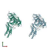 PDB entry 2j4g coloured by chain, front view.