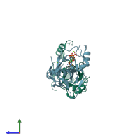 PDB entry 2j4h coloured by chain, side view.