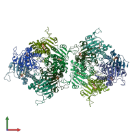 PDB entry 2j4l coloured by chain, front view.