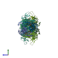 PDB entry 2j4l coloured by chain, side view.