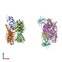 PDB entry 2j57 coloured by chain, front view.
