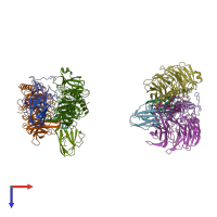 PDB entry 2j57 coloured by chain, top view.