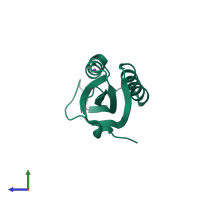 PDB entry 2j5a coloured by chain, side view.