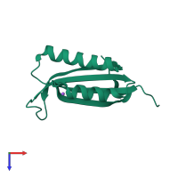 PDB entry 2j5a coloured by chain, top view.