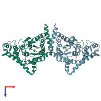 PDB entry 2j5b coloured by chain, top view.