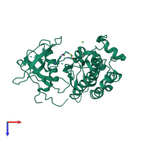 PDB entry 2j5e coloured by chain, top view.