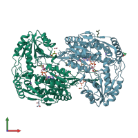 PDB entry 2j5n coloured by chain, front view.