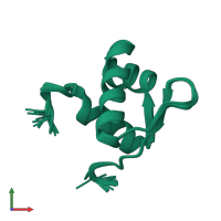 PDB entry 2j5p coloured by chain, ensemble of 20 models, front view.
