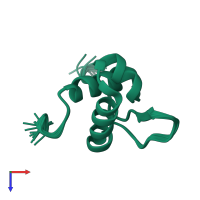 PDB entry 2j5p coloured by chain, ensemble of 20 models, top view.