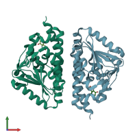 PDB entry 2j5s coloured by chain, front view.