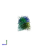 PDB entry 2j5t coloured by chain, side view.